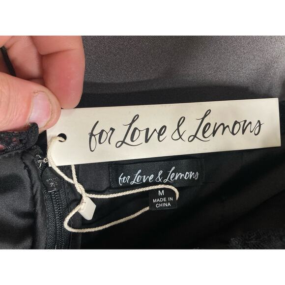 For Love & Lemons Jourdan Off the Shoulder Mini Dress Black w/ Gloves size M - Picture 15 of 16